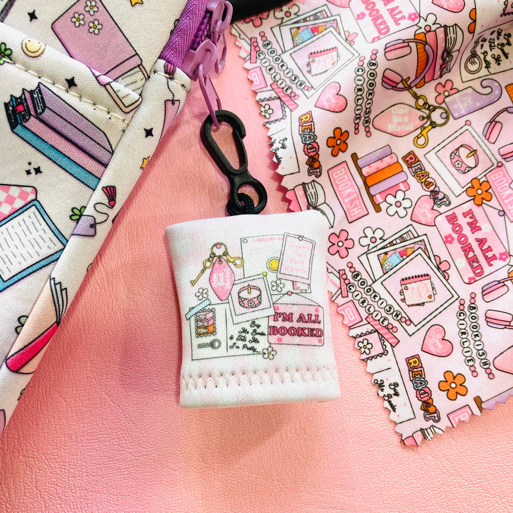 I’m All Booked Screen Cleaning Cloth with pouch keychain 