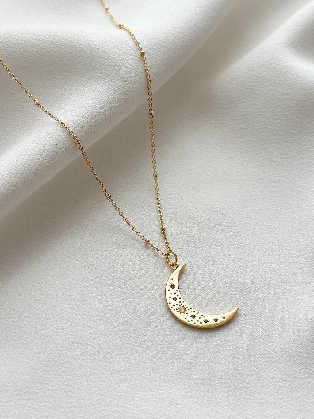 18k Gold Plated Opal Moon Necklace
