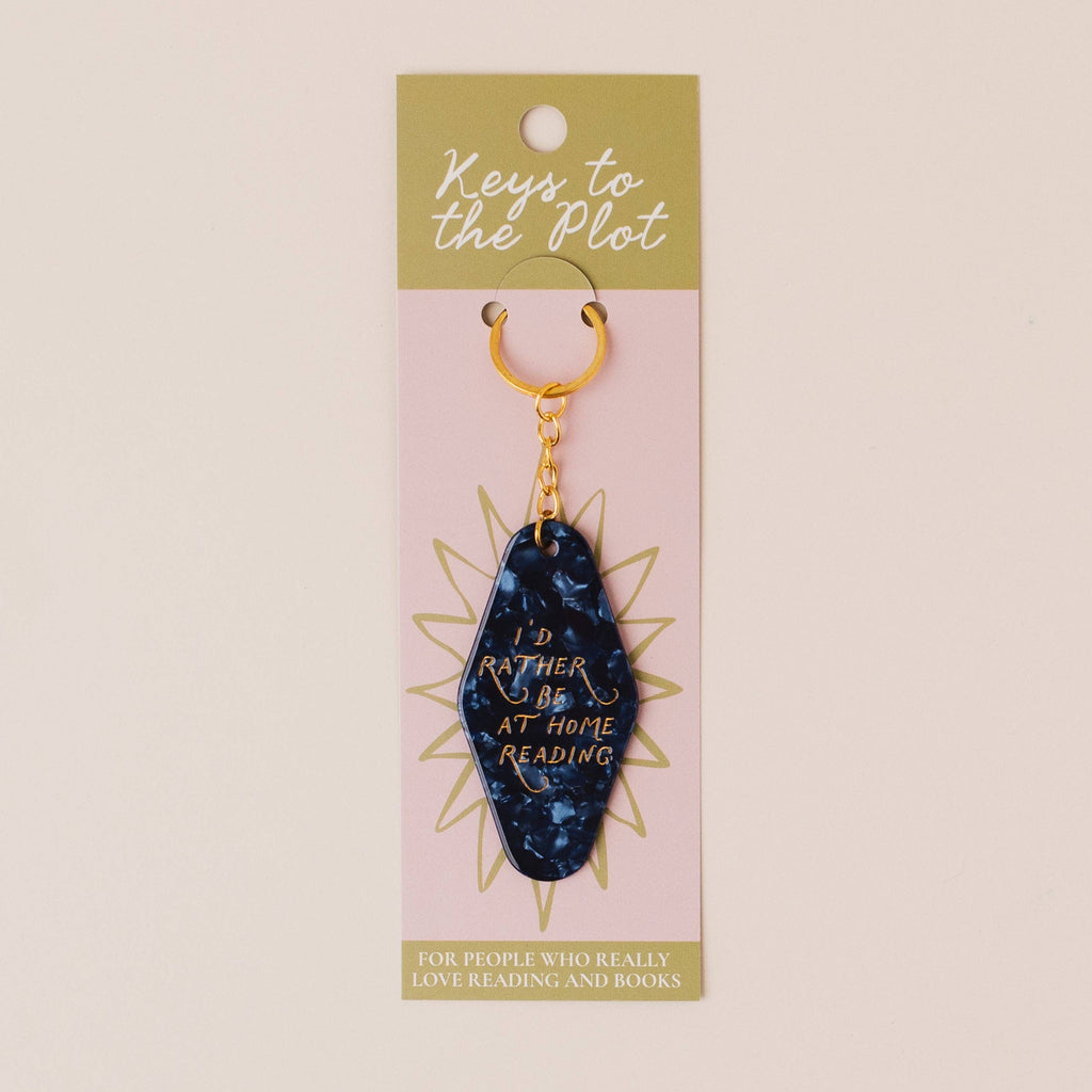 I'D RATHER BE AT HOME READING Book Lover Motel Keyring