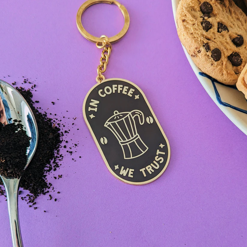 In Coffee We Trust Keyring