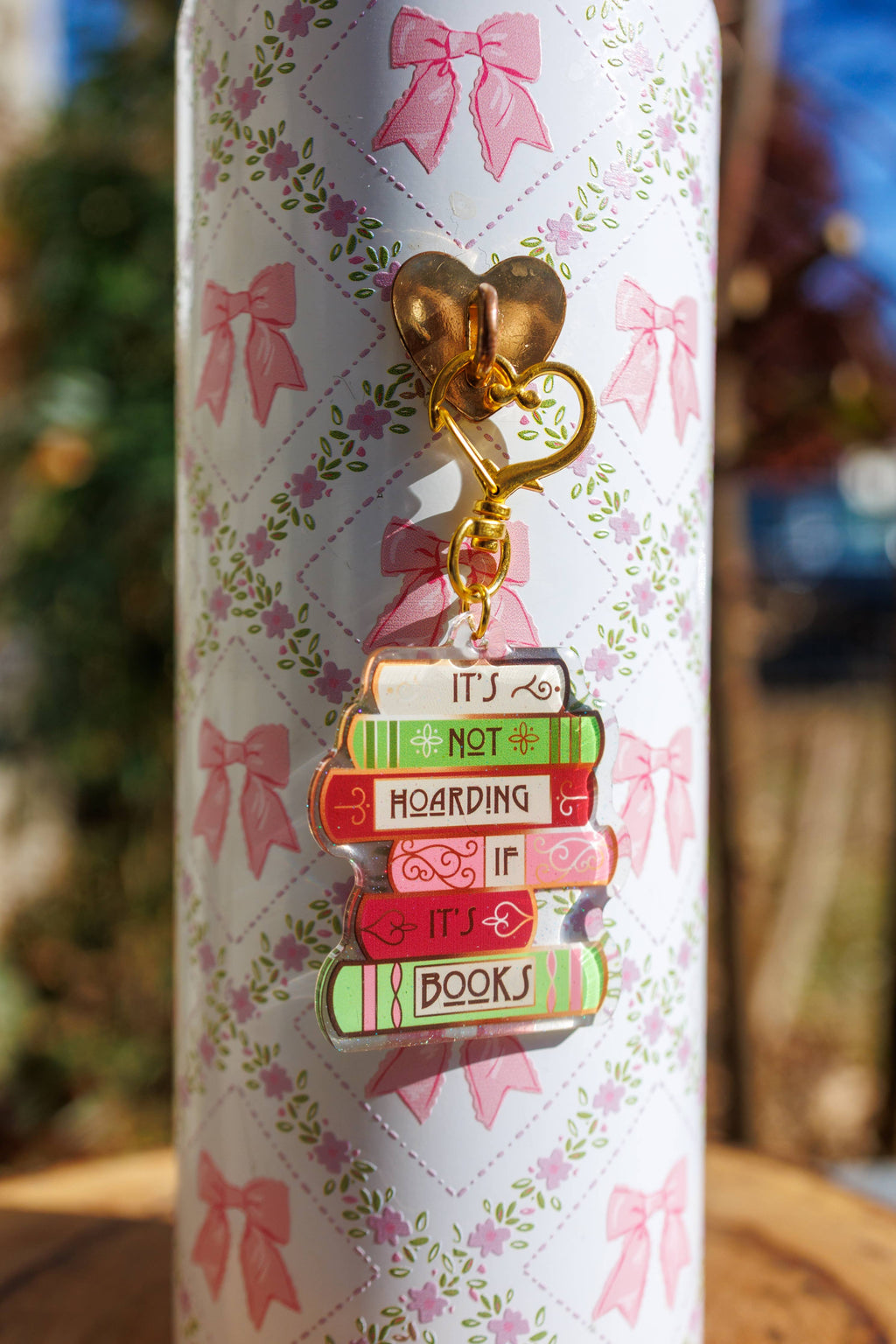 Pin Story “It's Not Hoarding If It's Books" Keychain/Kindle Charm IMPORTED