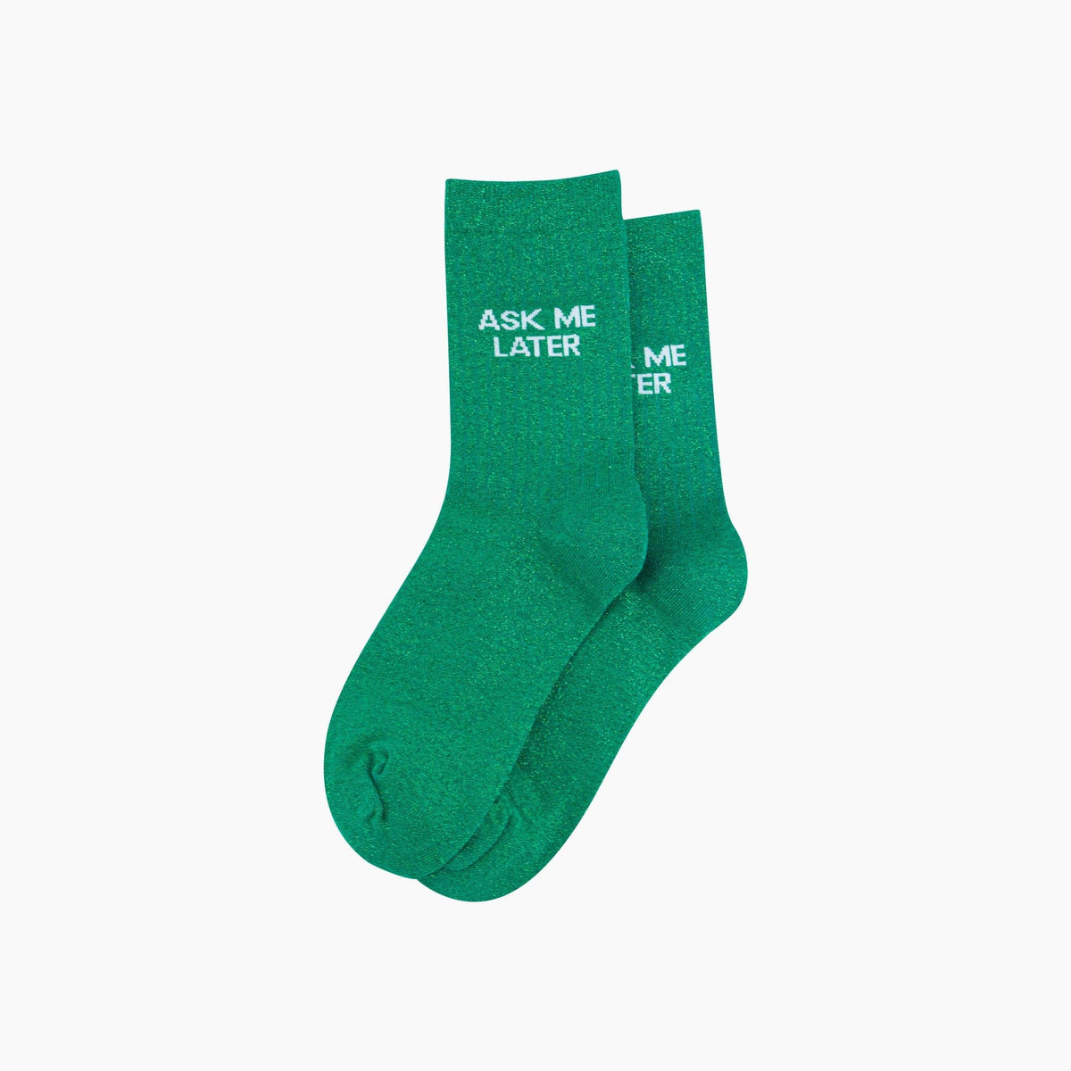 Ask Me Later Combed Cotton Glitter Socks in Green