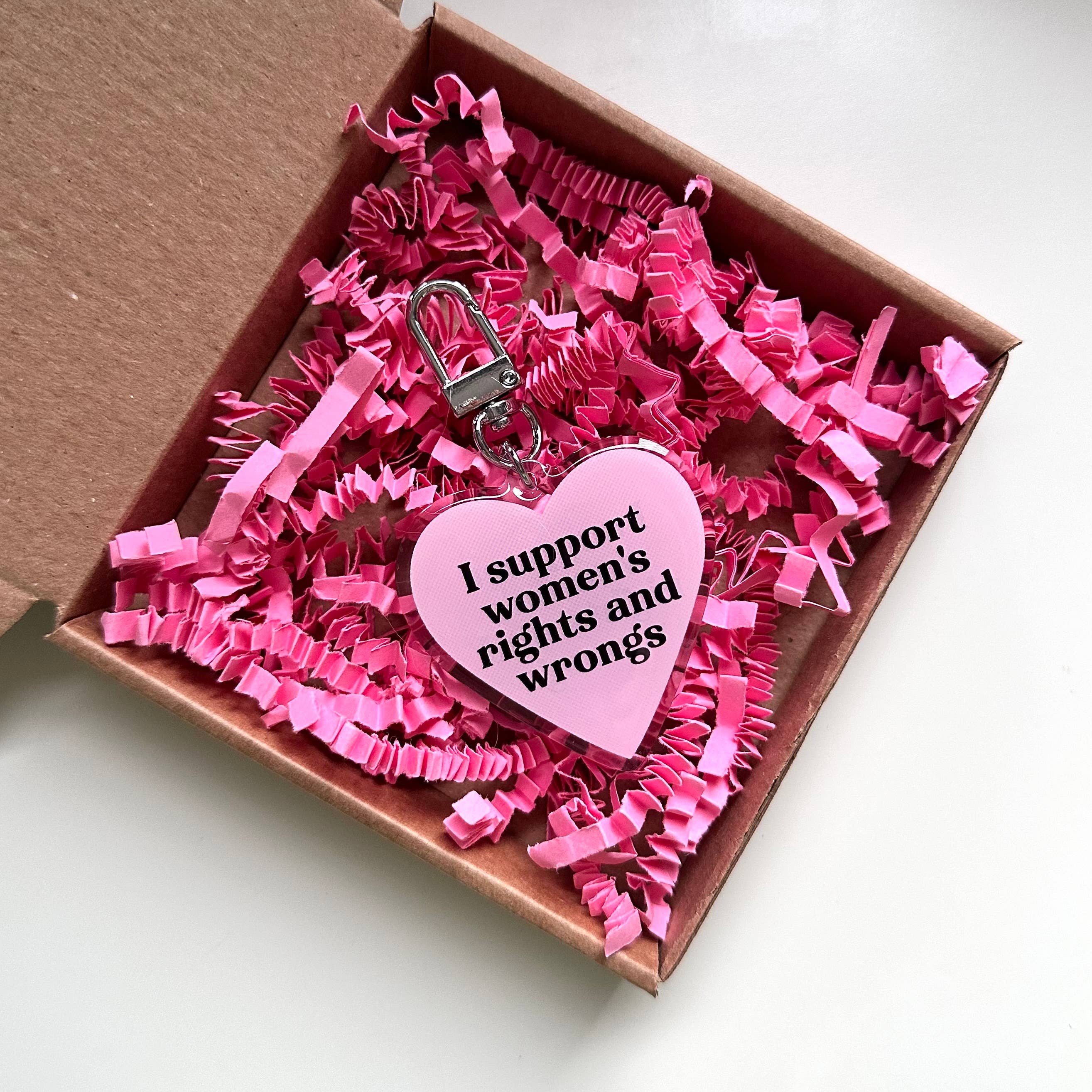 Women’s Rights and Wrongs Keyring Funny Pink Heart Gift
