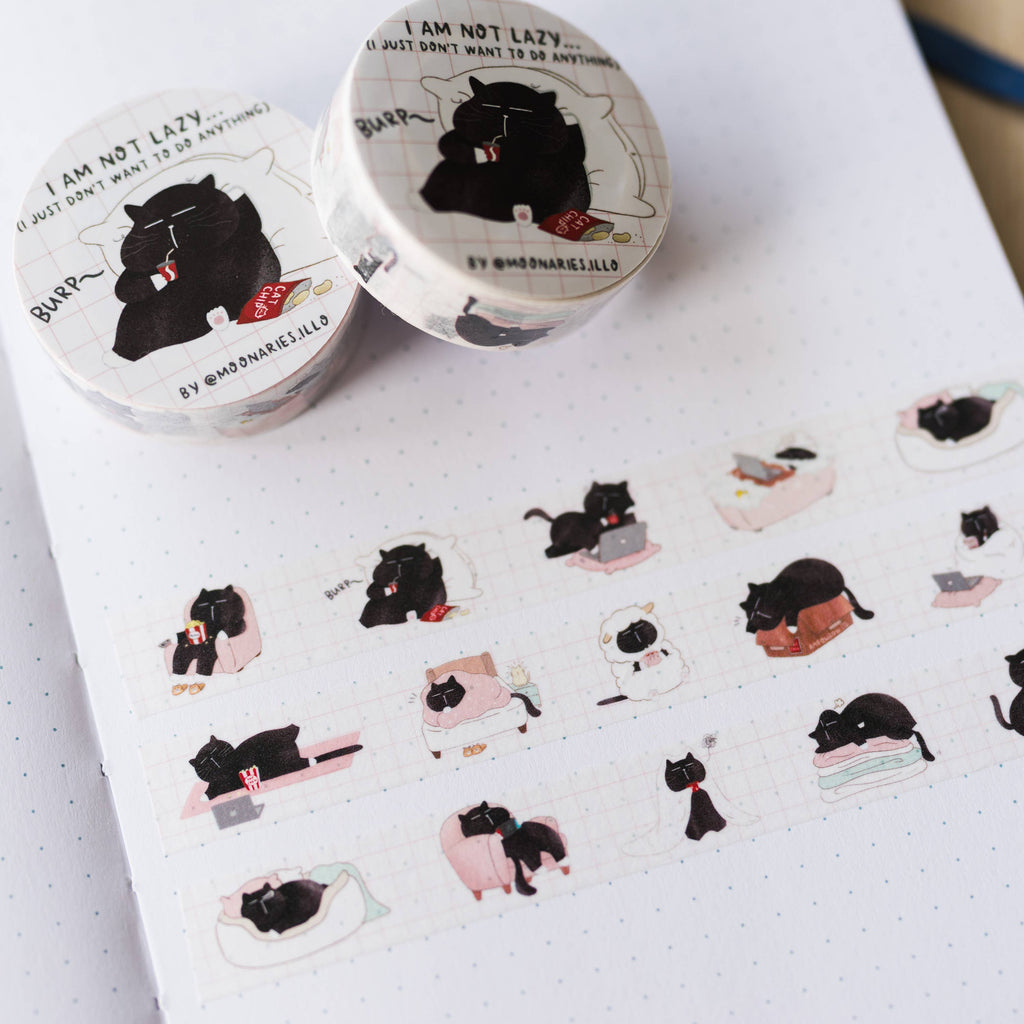 I am not lazy... funny black cat washi tape