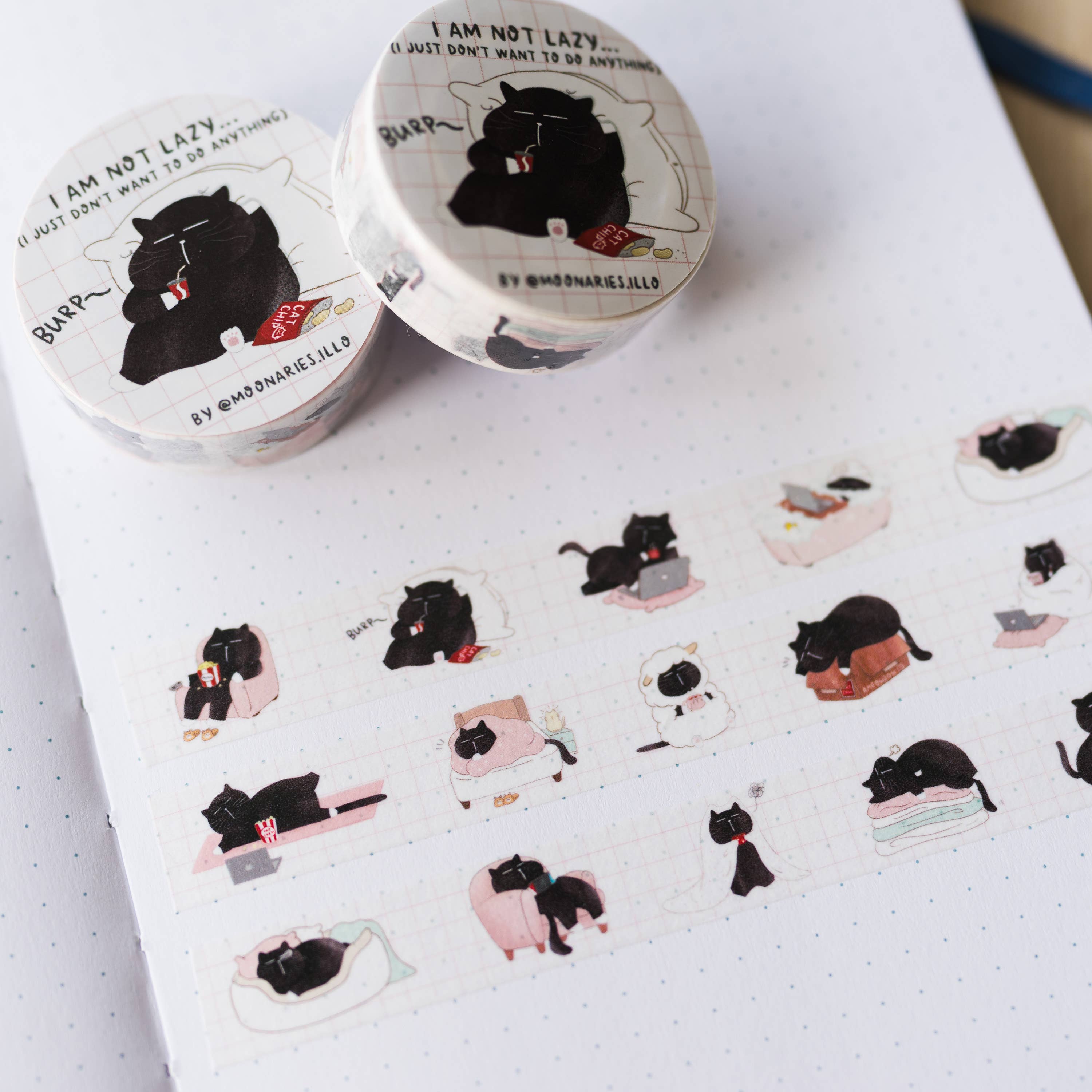 I am not lazy... funny black cat washi tape