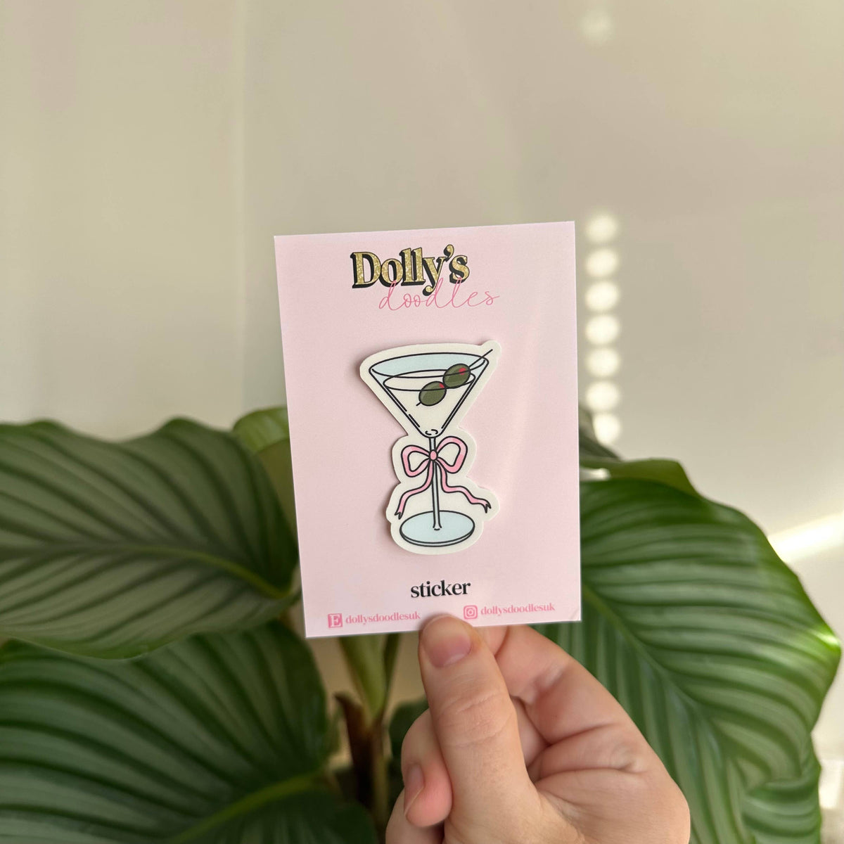 Matte Sticker | Olive Martini Cocktail Drink Cute Bow Gift