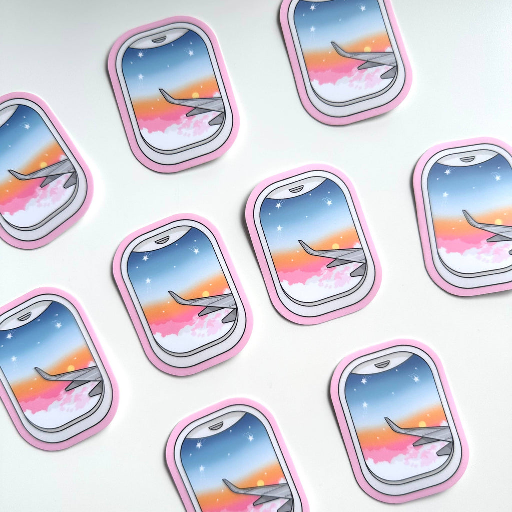 Dolly's Doodles - Airplane Window Sunset Sticker