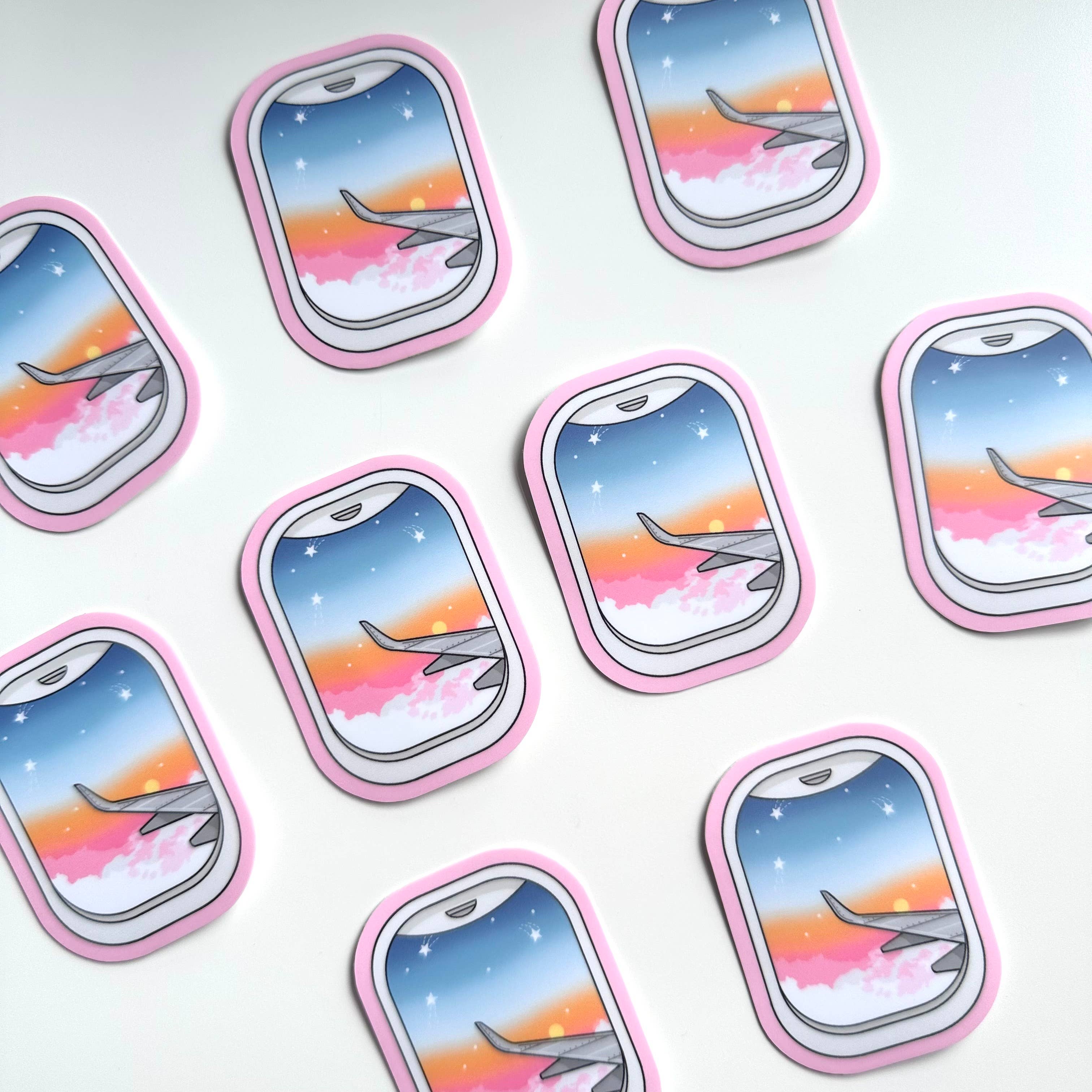 Dolly's Doodles - Airplane Window Sunset Sticker