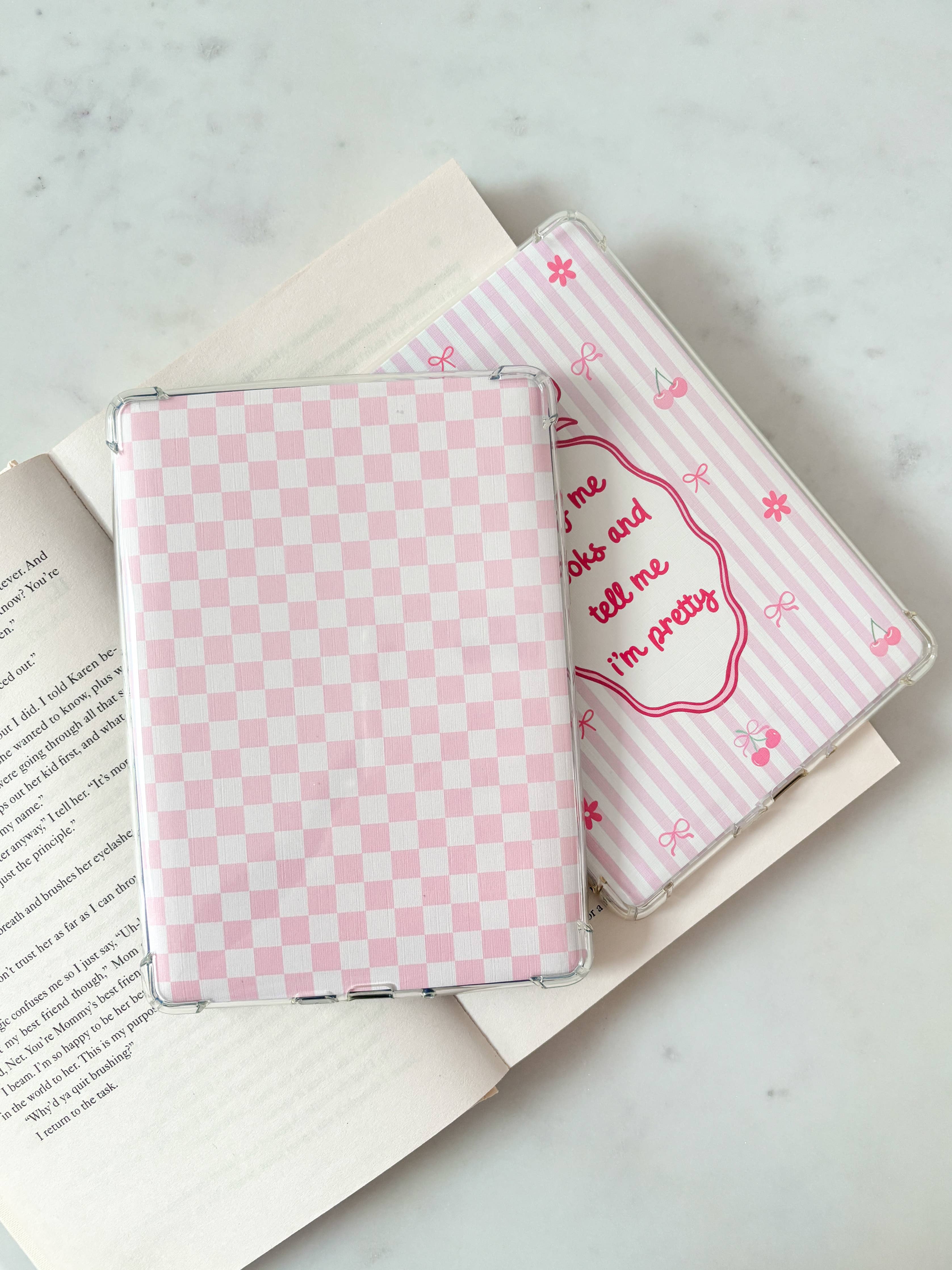 Fleurs on Sunday - Pink Checkered Gingham Kindle Insert