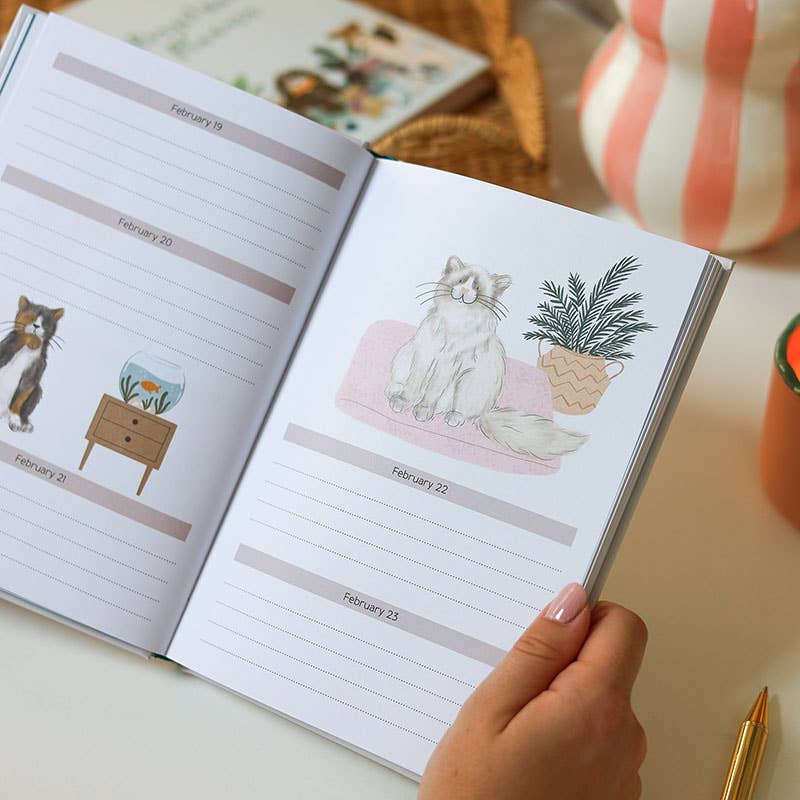 Daily Planner | Cat Themed Undated Diary | Notebook | 2026