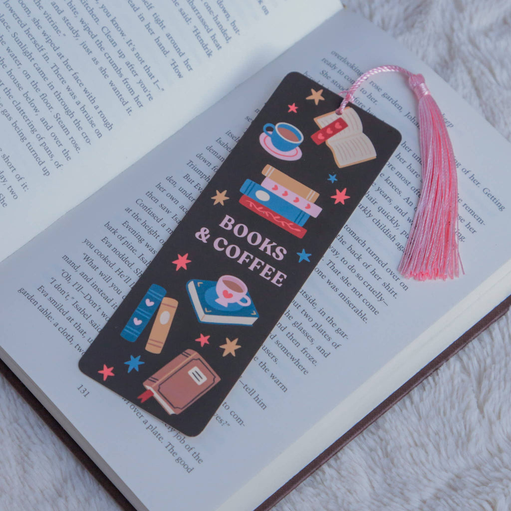 Hopscotch Paper Co. - Books and Coffee Bookmark with Tassel