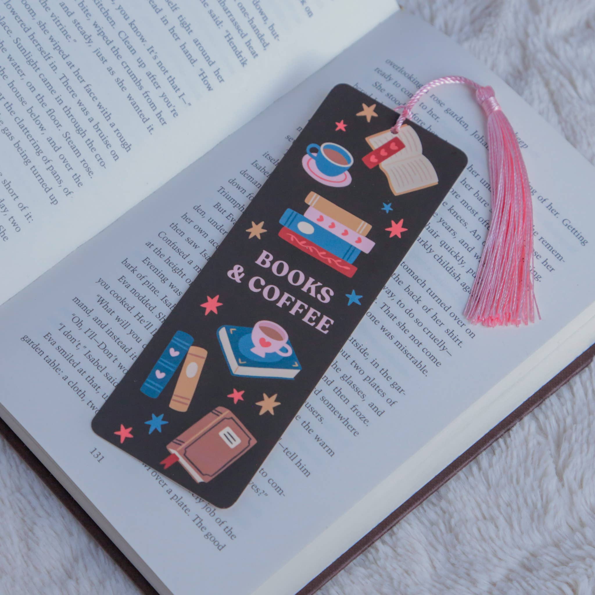 Hopscotch Paper Co. - Books and Coffee Bookmark with Tassel