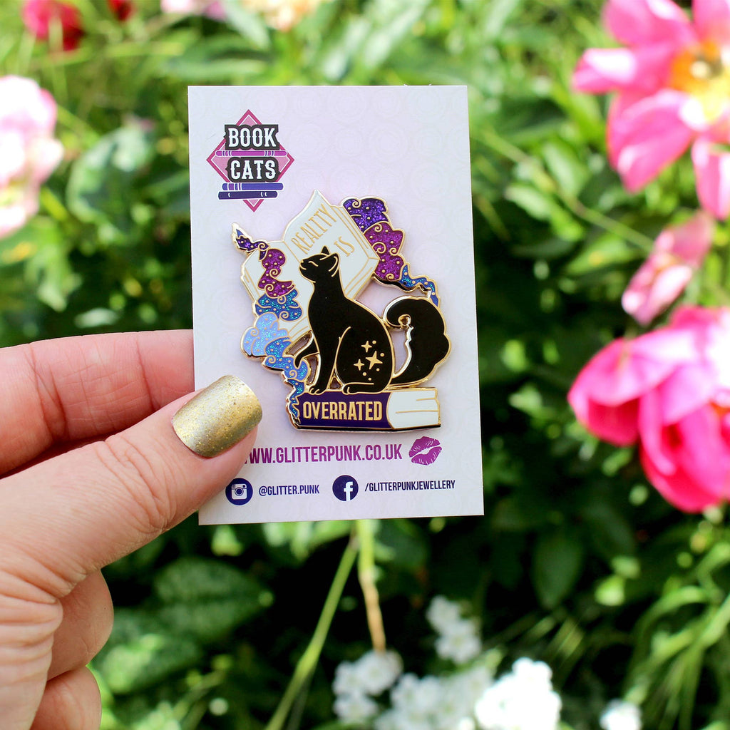 Glitter Punk - Reality is Overrated Cat Enamel Pin