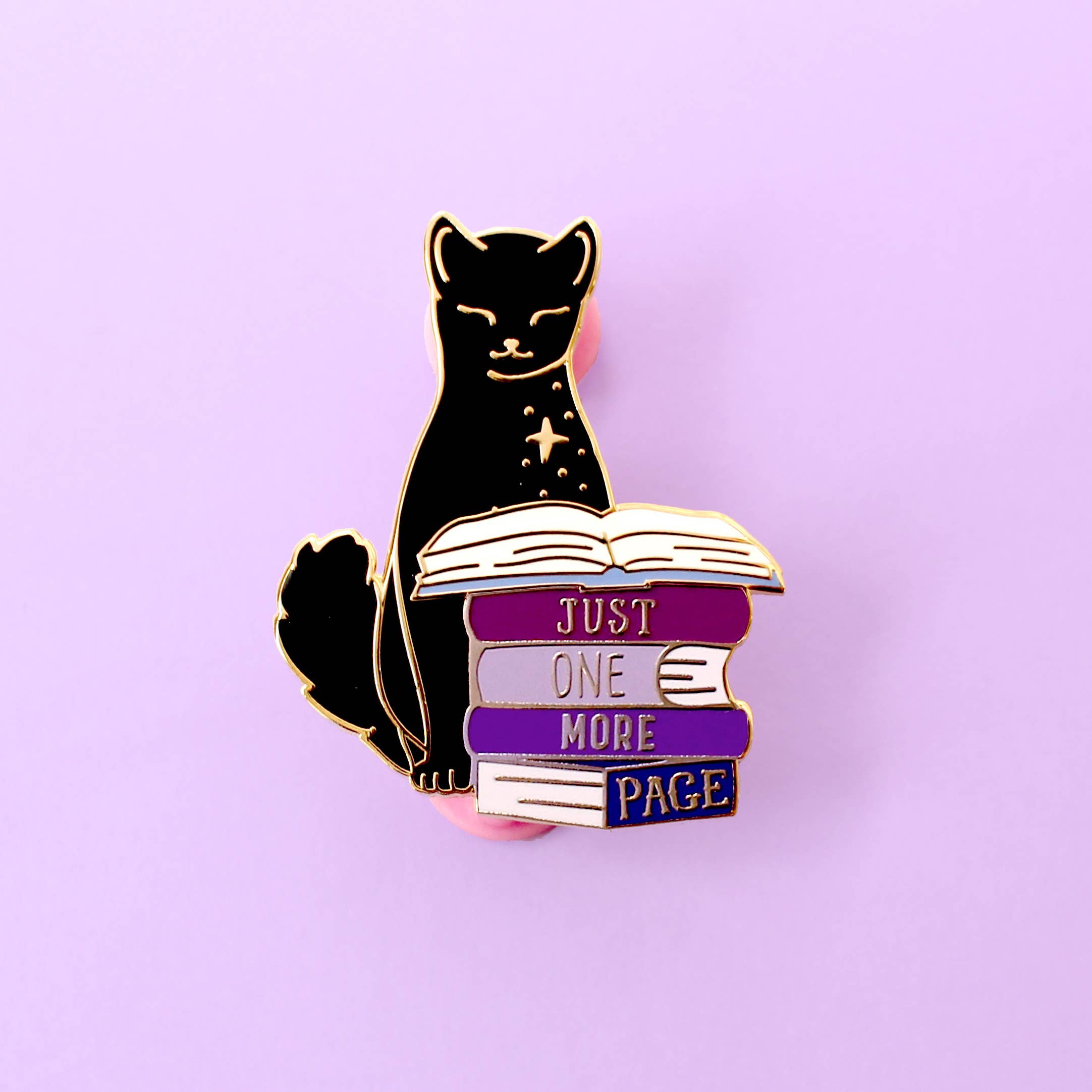 Glitter Punk - Just One More Page Book Cat Enamel Pin