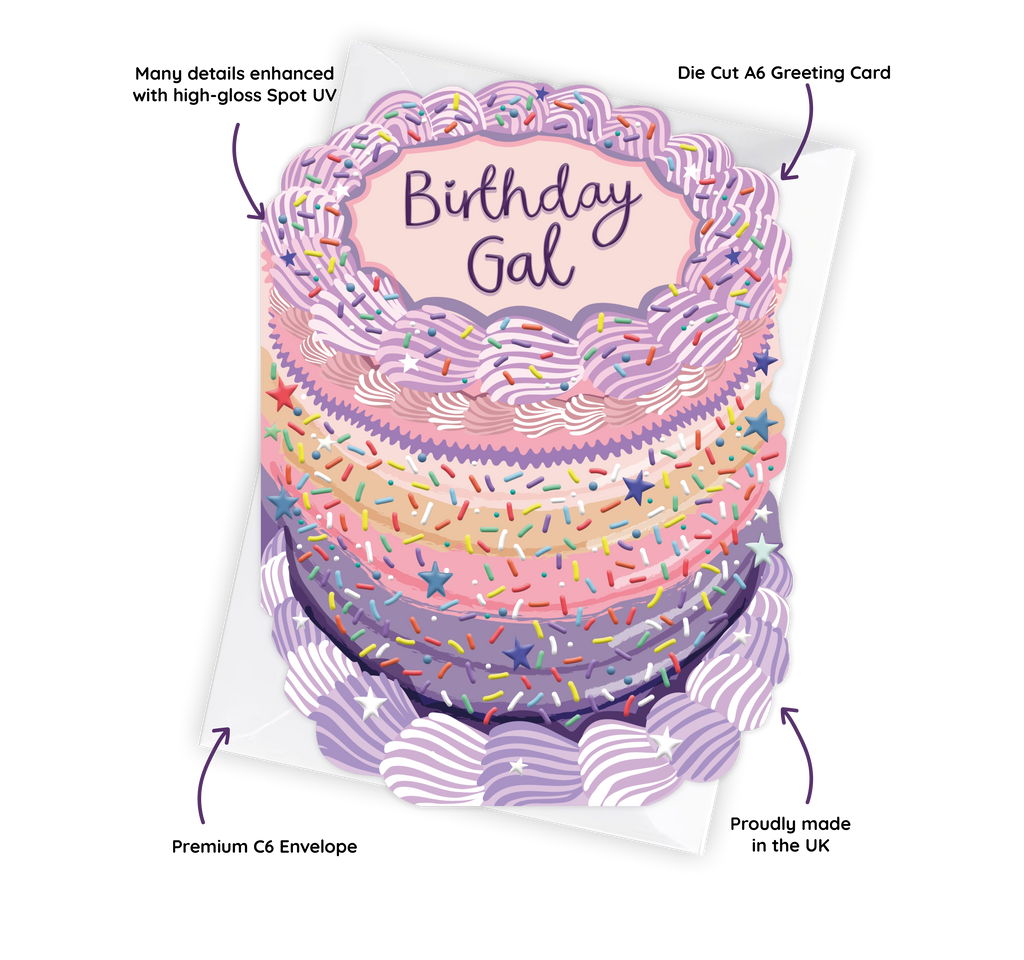 Birthday Gal - Birthday Cake Shaped Greeting Card
