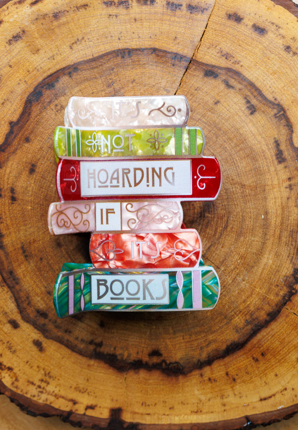 Pin Story "It’s Not Hoarding If It’s Books" - Bookish Hair Clip