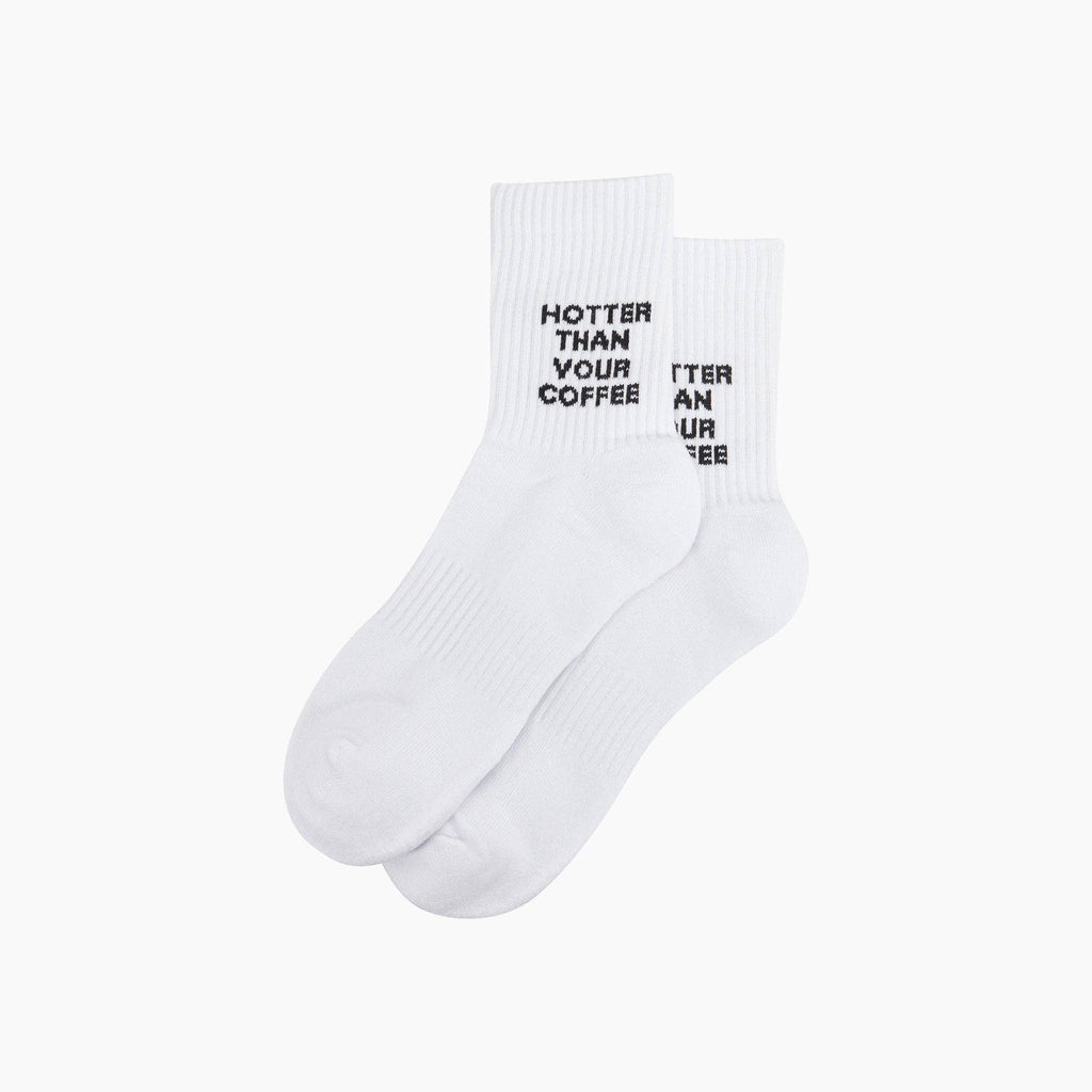 Hotter Than Your Coffee Organic Cotton Sports Socks in White