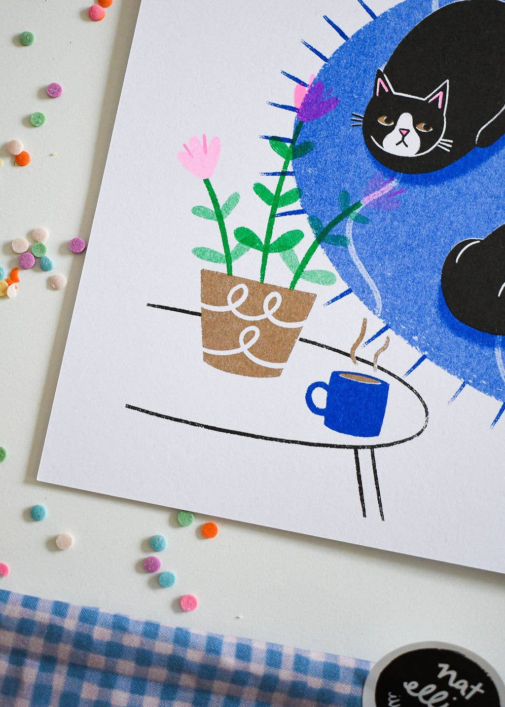 Nat Ellis Illustrations - Live, Lounge, Loaf Heavyweight Riso Print