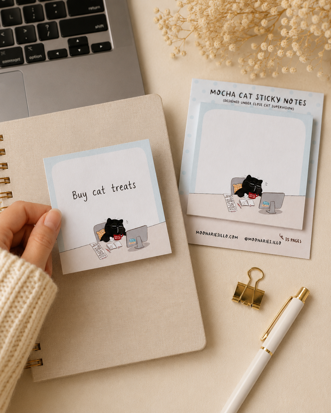 Cat Square Sticky Notes, Coworker Cat Gift
