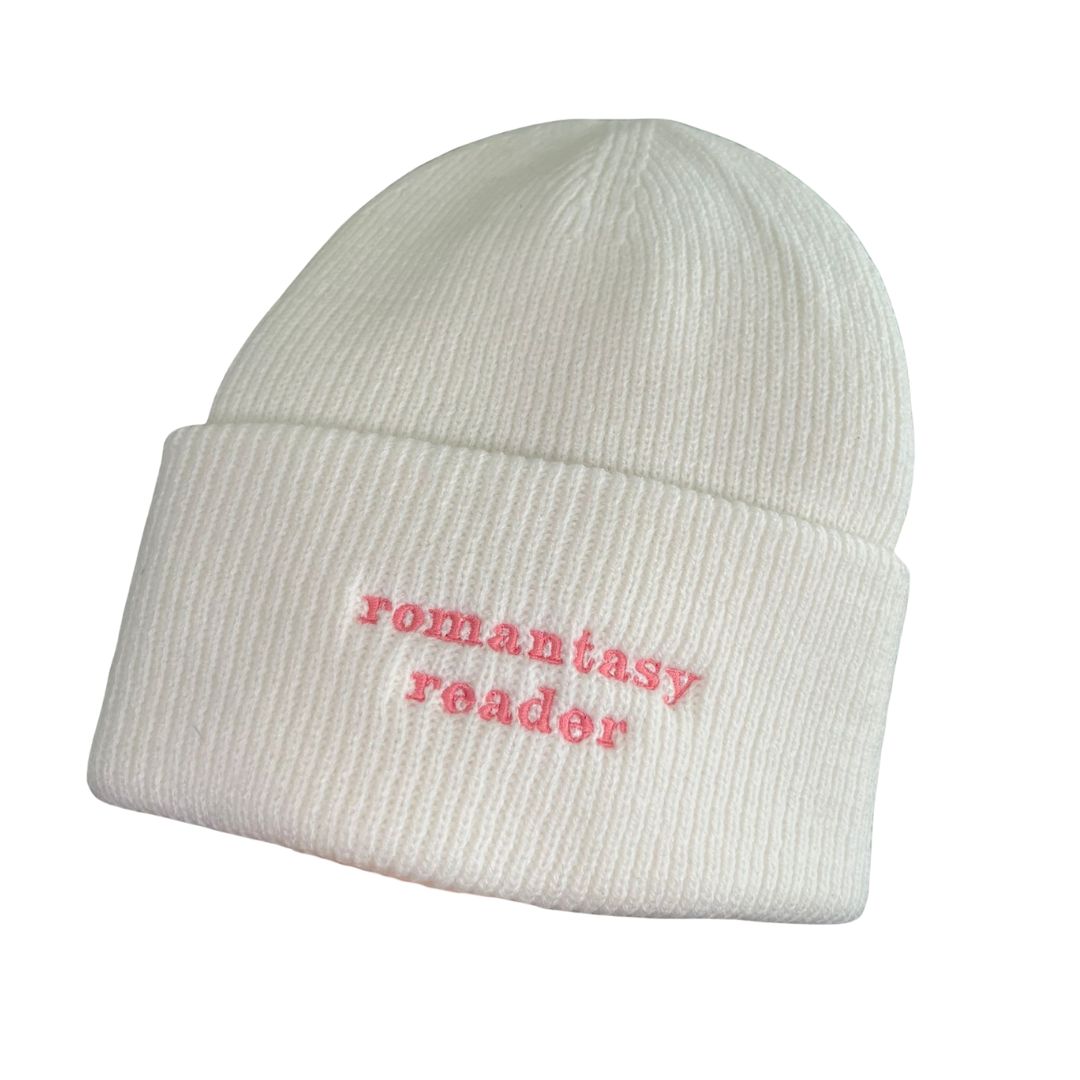"romantasy reader" embroidered beanie