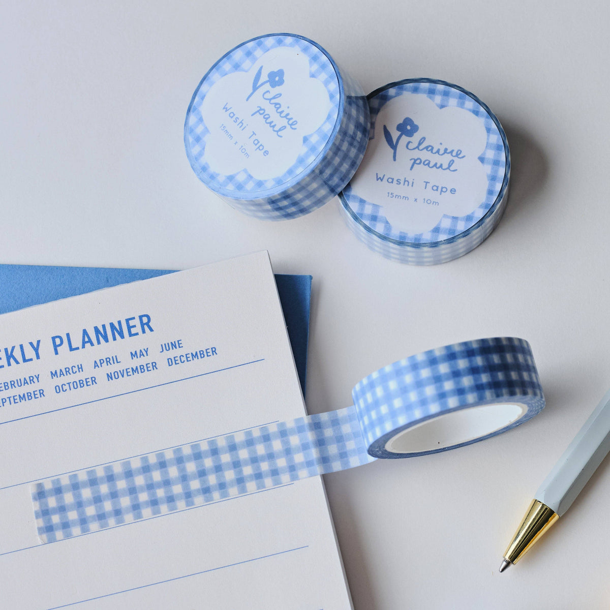 Blue Gingham Washi Tape