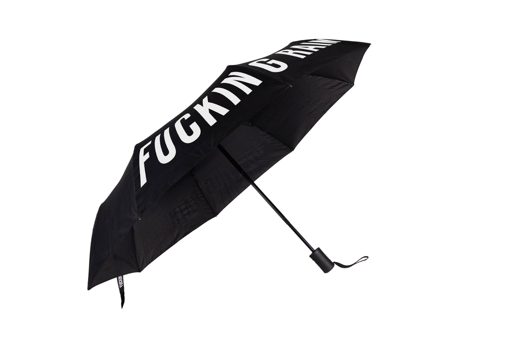 Foldable Umbrella "Fucking Rain" Black
