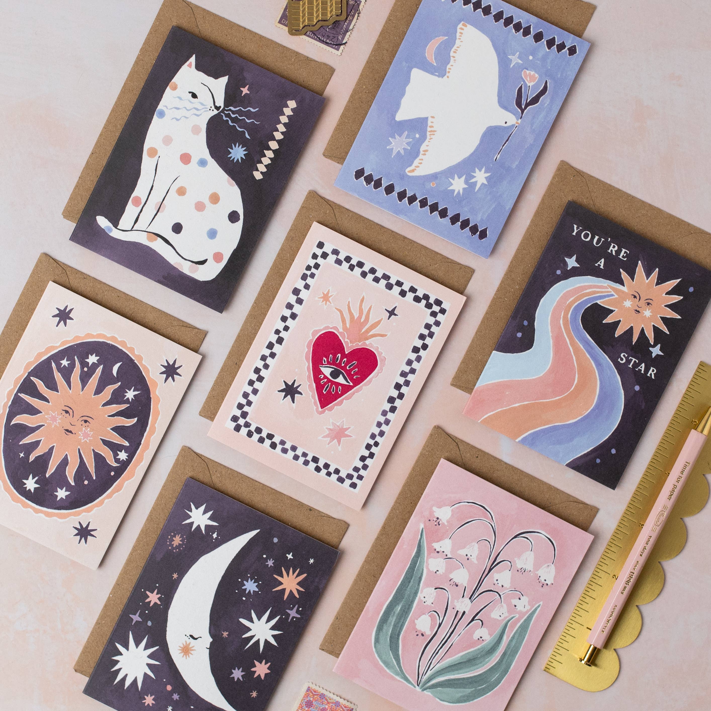 Dotty Cat Mini Card | Blank Card | Mini Greeting Cards