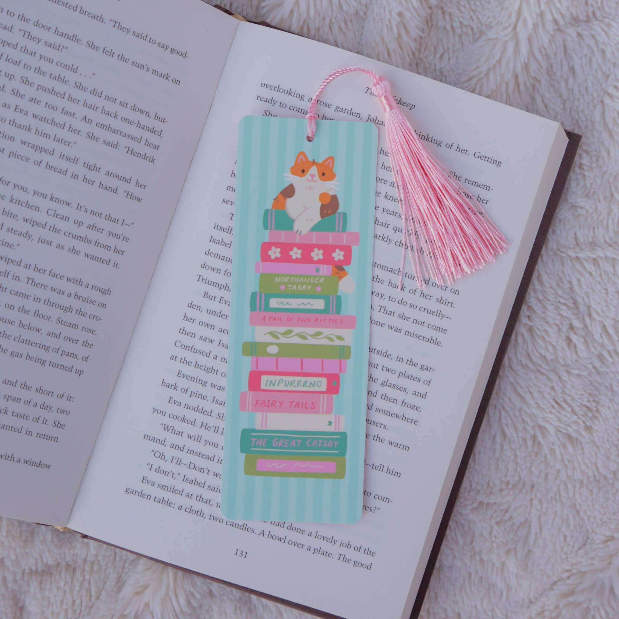 Cat Book Stack Bookmark with Tassel