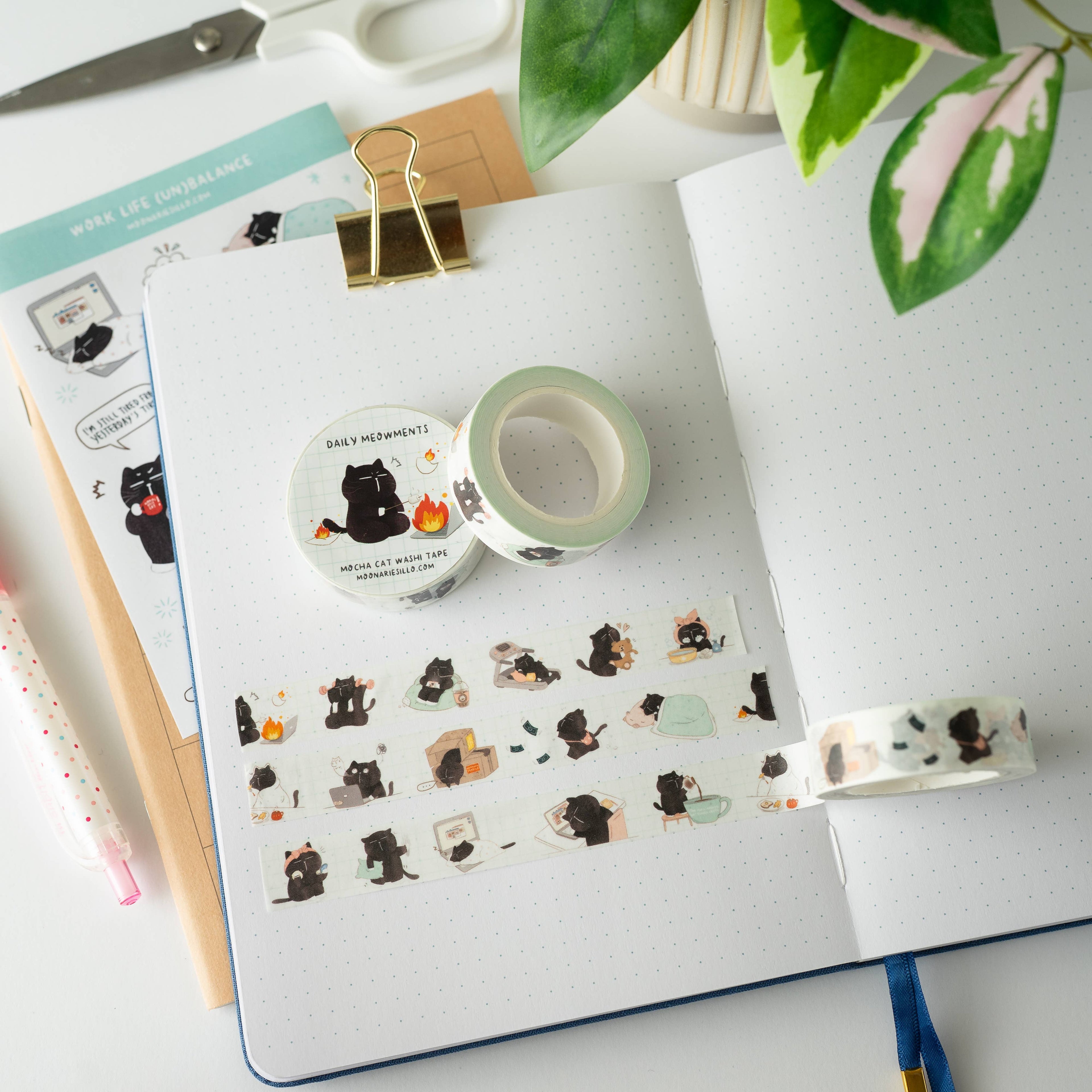Daily Meowments Black Cat Washi Tape