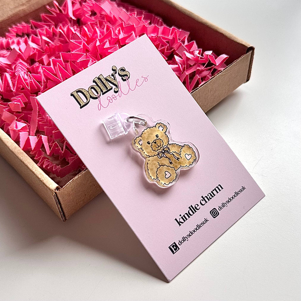 Kindle Charm - Teddy Cute Coquette Book Club Reading Gift