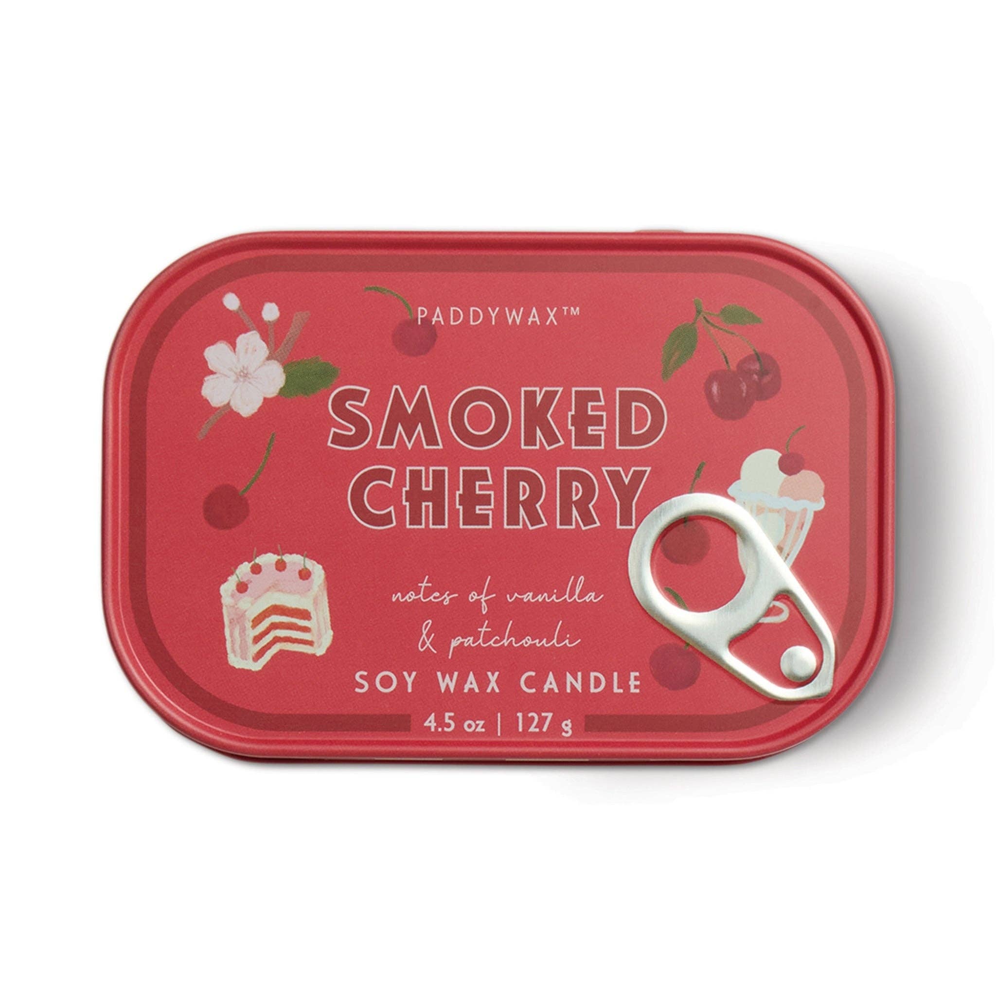 Paddywax Bistro 4.5oz/127g Cherry Printed Tin Candle - Smoked Cherry