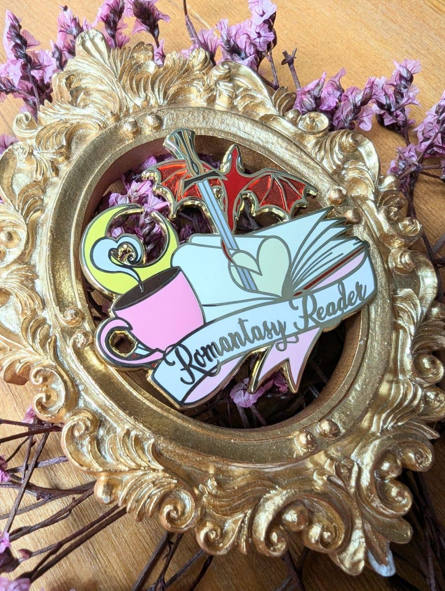 Geek and Artsy - Romantasy Reader Enamel Pin