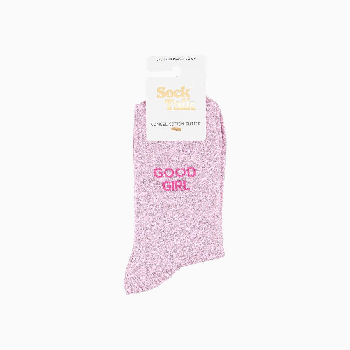 Good Girl Combed Cotton Glitter Socks in Light Pink