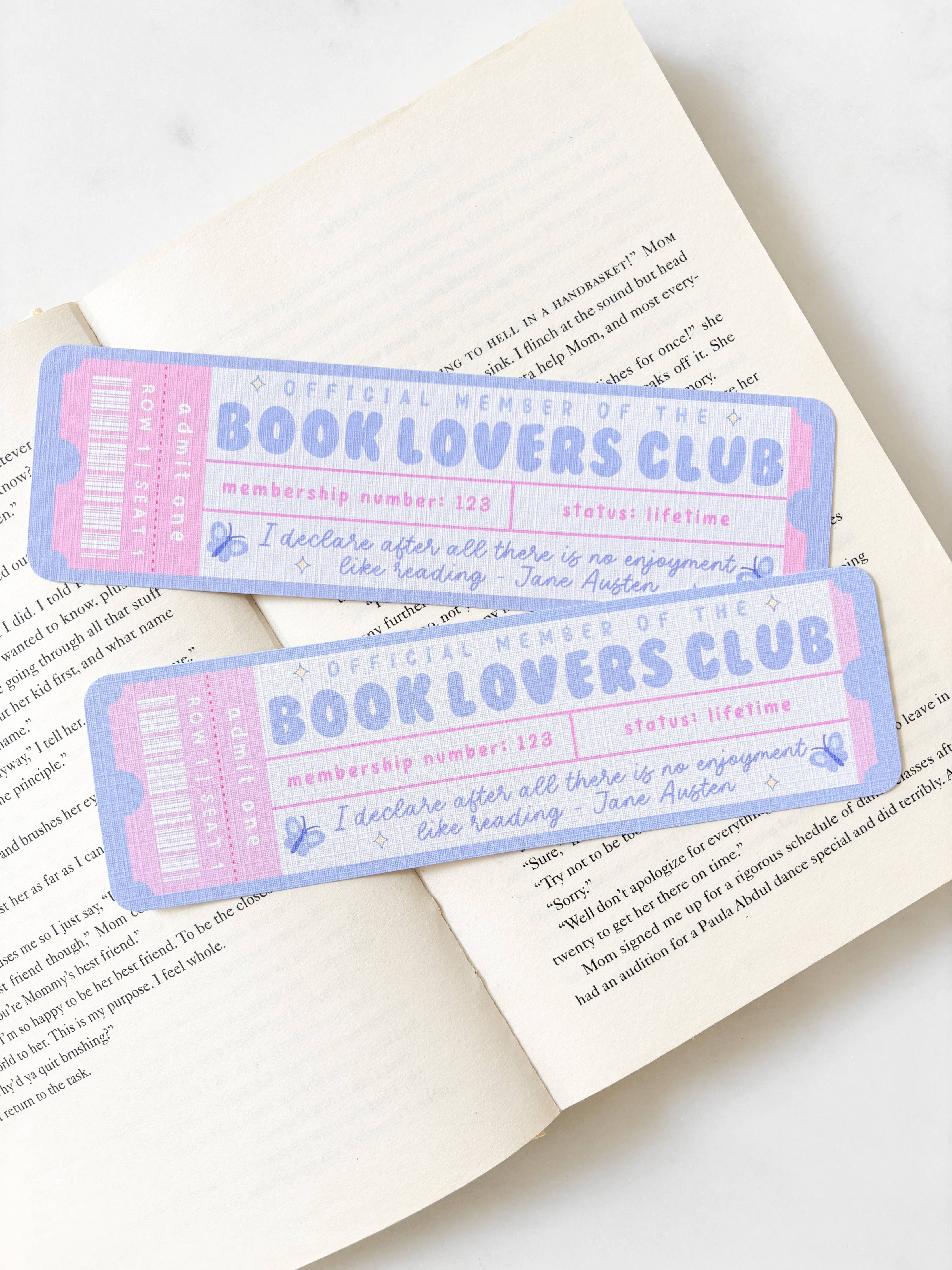 Pastel Book Lovers Club Ticket Bookmark