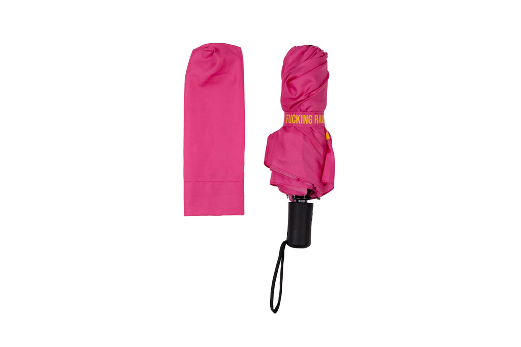 Folding Umbrella "Fucking Rain" Pink