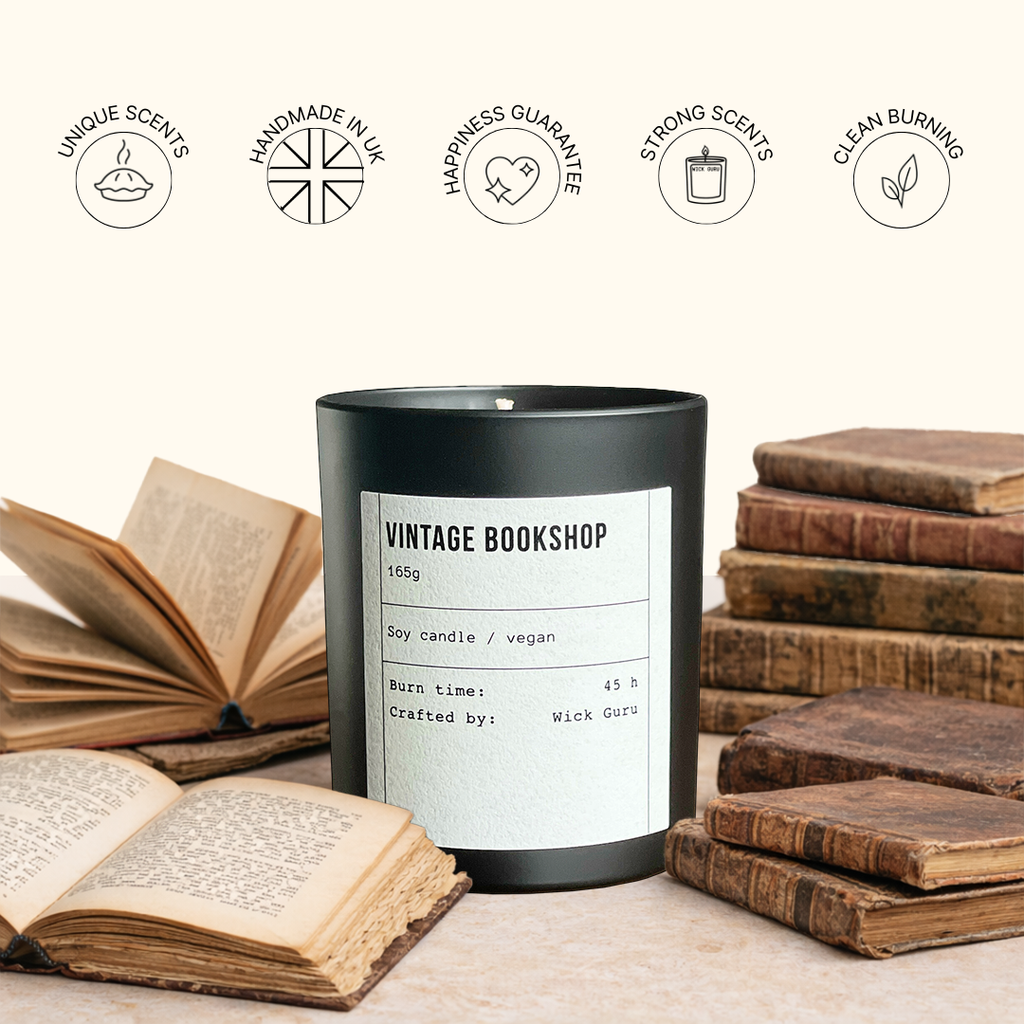 Vintage Bookshop Candle – Literary Gift, Handmade