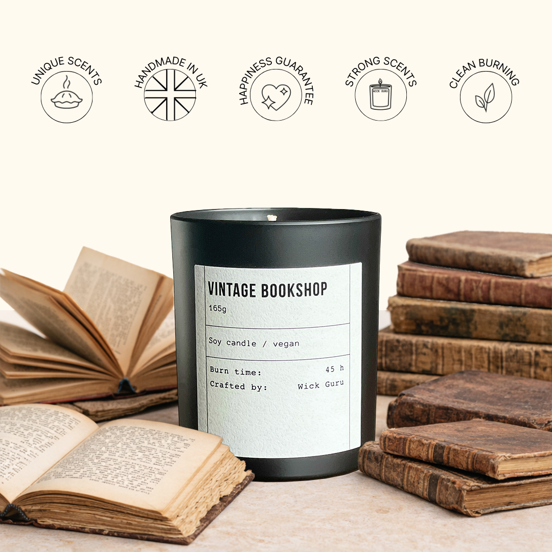 Vintage Bookshop Candle – Literary Gift, Handmade
