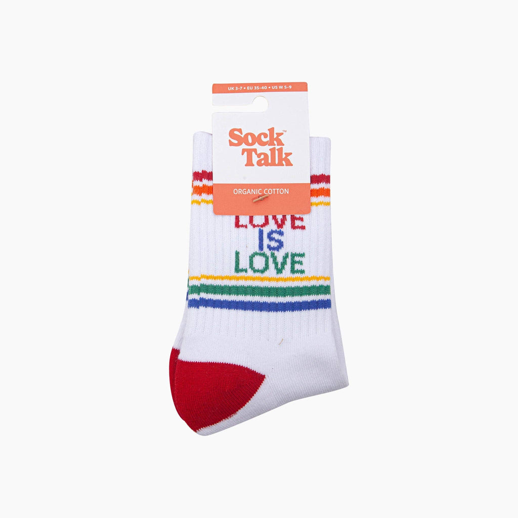 Love Is Love Organic Cotton Sports Socks in White/Multi