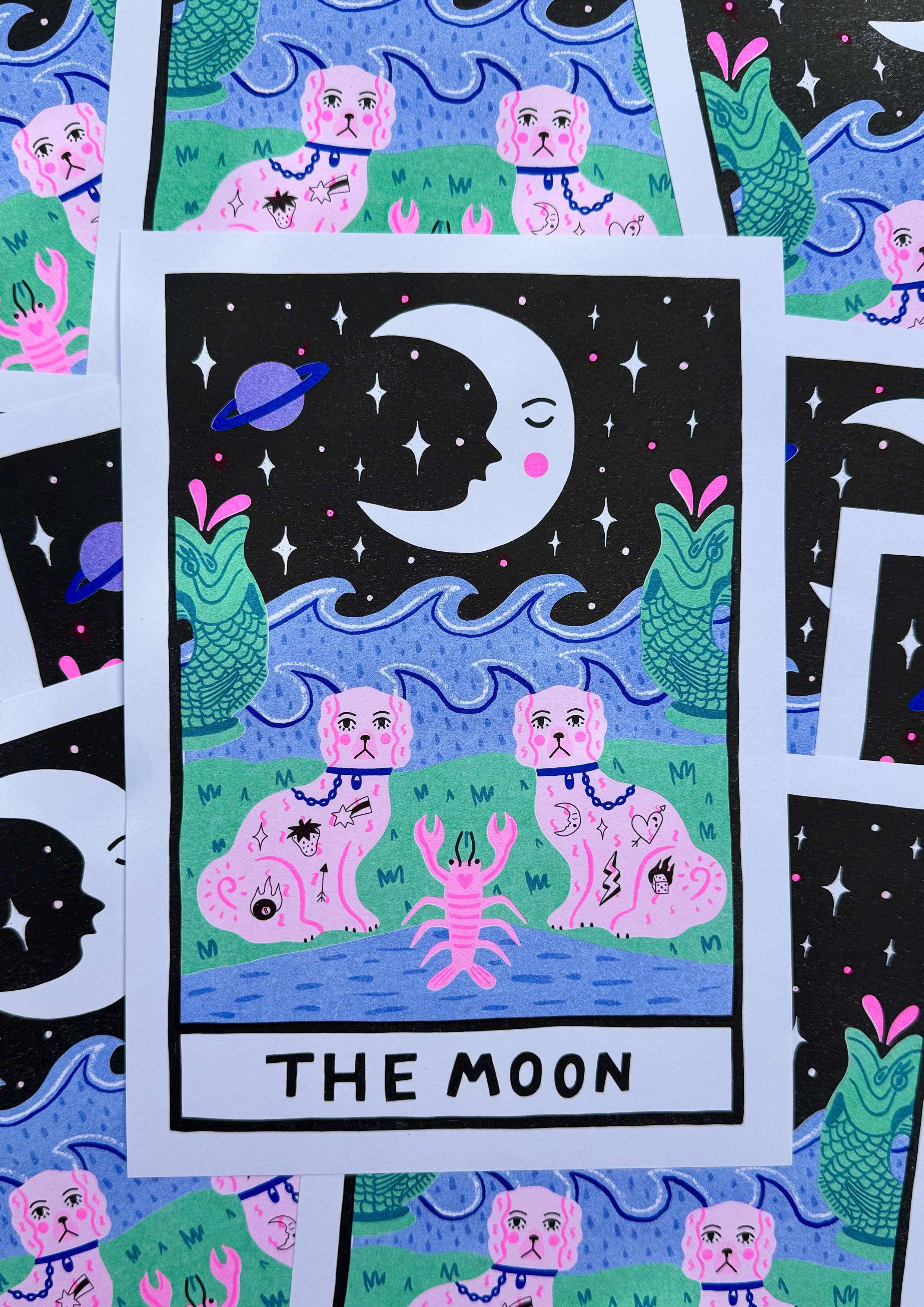 The Moon Tarot A4 Risograph Print