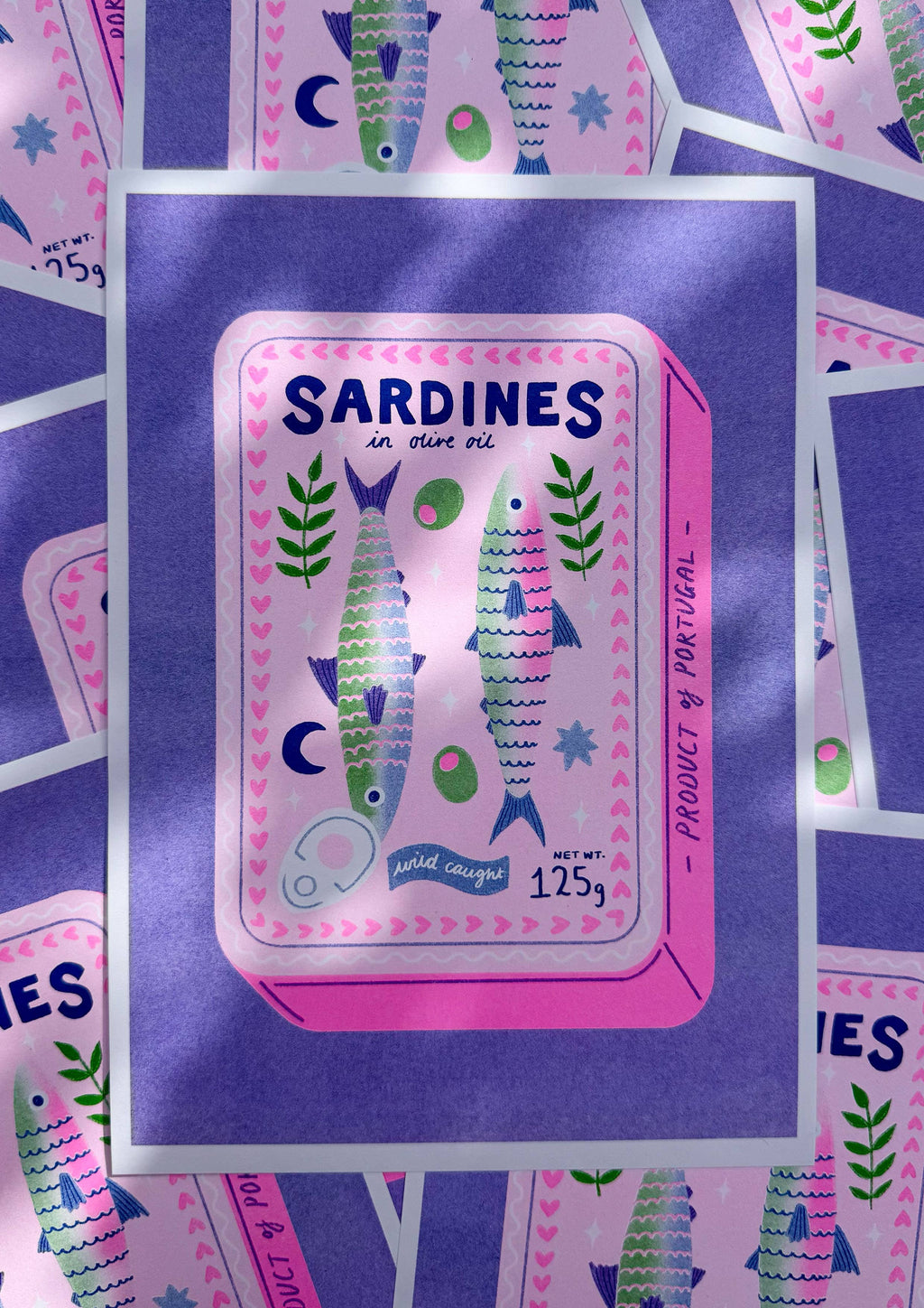 Sardines Tin A4 Risograph Print