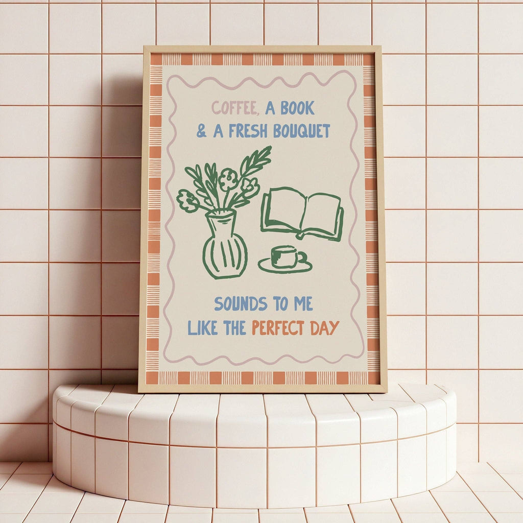Moonshine Prints - Coffee, Books and Flowers Print