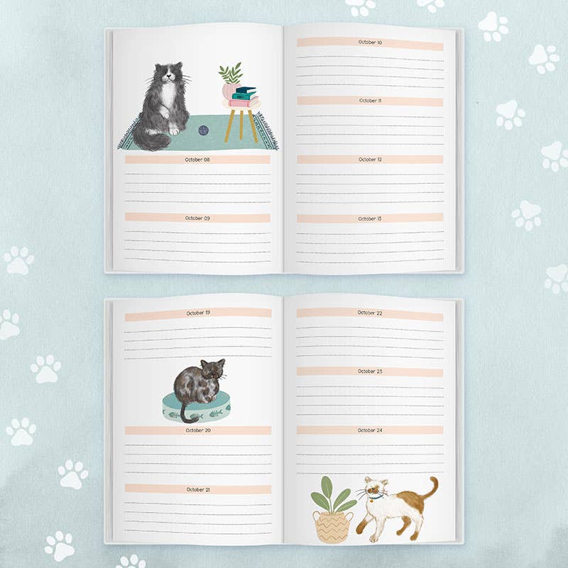 Daily Planner | Cat Themed Undated Diary | Notebook | 2026