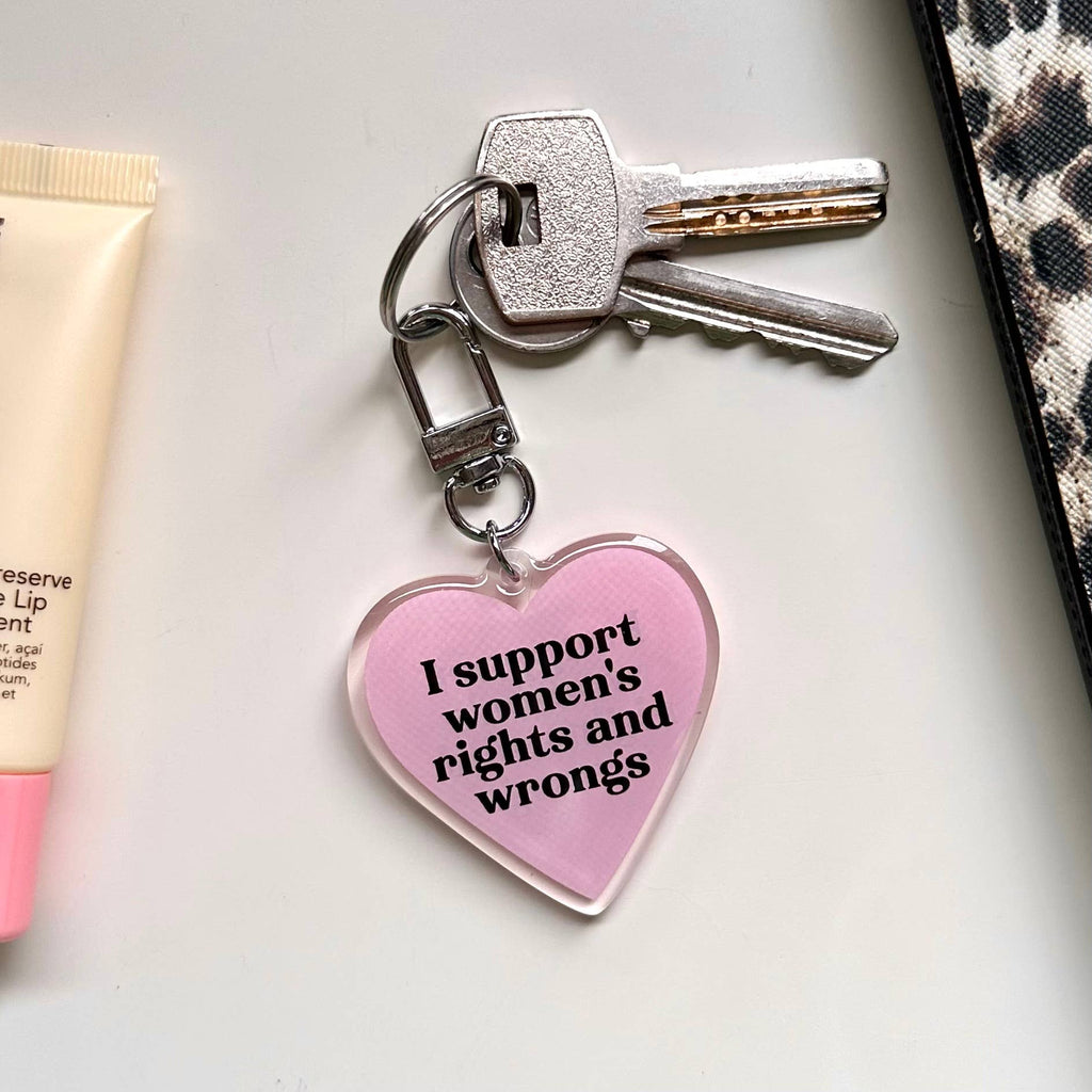 Women’s Rights and Wrongs Keyring Funny Pink Heart Gift
