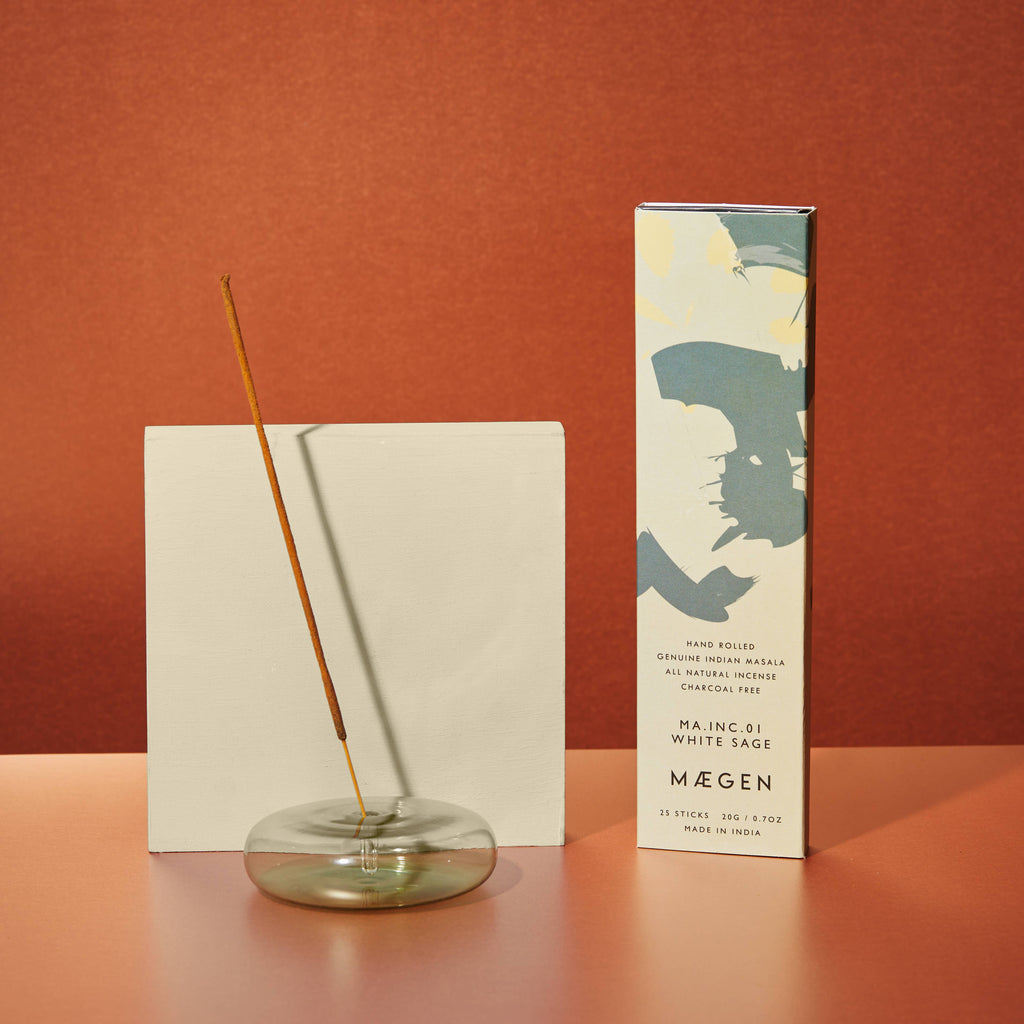 MÆGEN - Hand Blown Glass Incense Holder Green