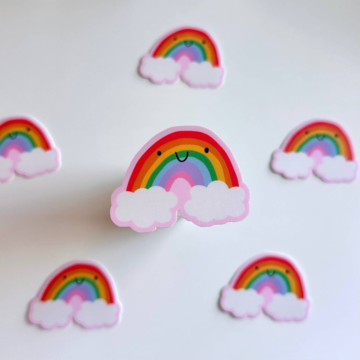 Matte Sticker | Smiley Rainbow Cute Happy Gift Pink