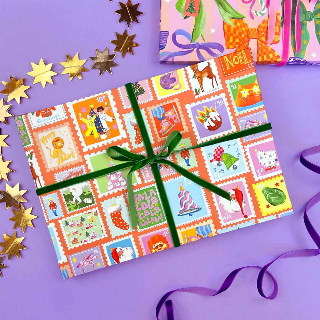Christmas Stamps Wrapping Paper