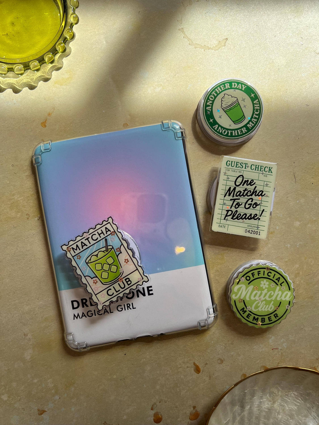 Matcha-Themed Kindle Grip & Phone Holder