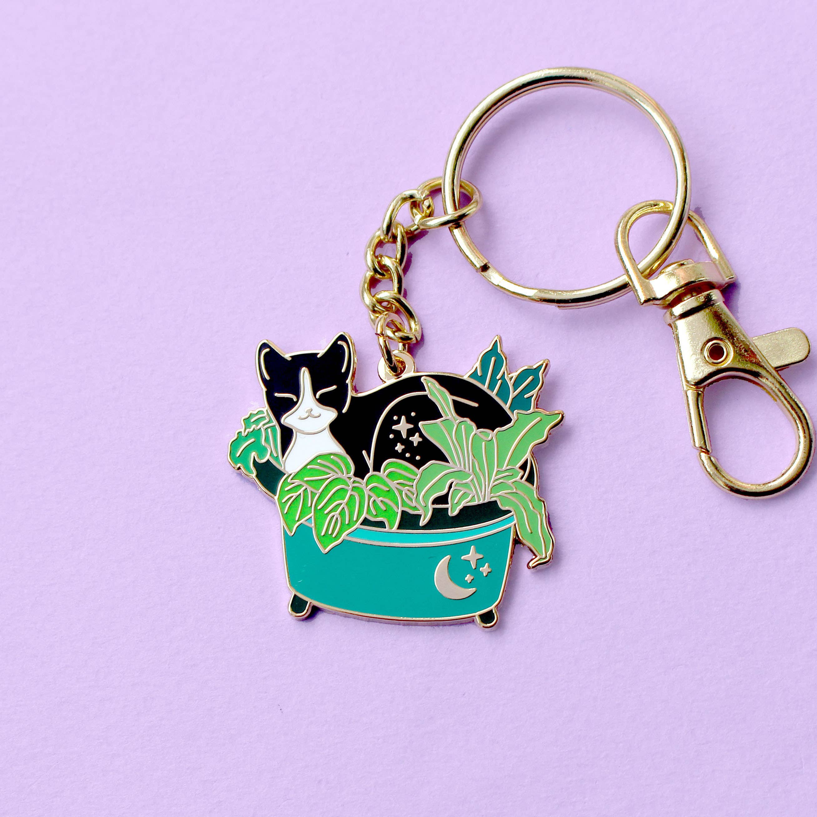 Glitter Punk - Plant Cat Key Chain