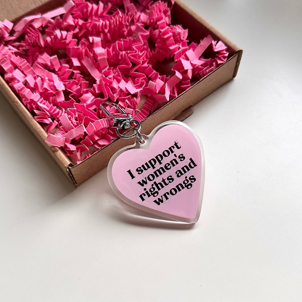 Women’s Rights and Wrongs Keyring Funny Pink Heart Gift