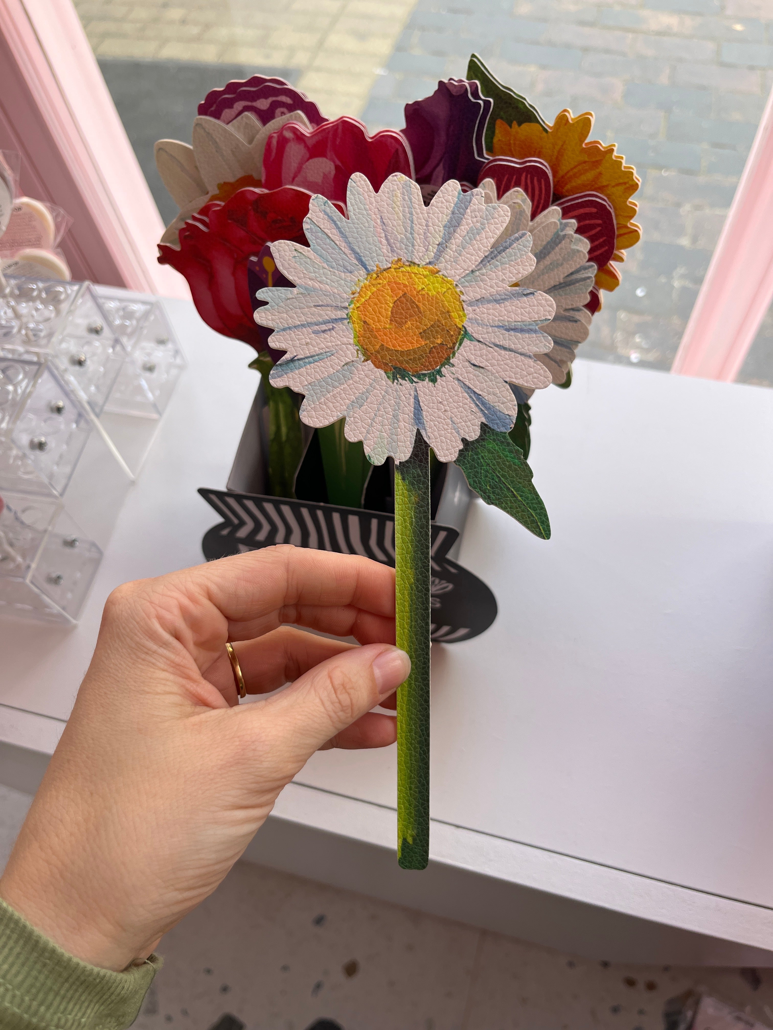 Vegan leather Flower Bookmark (daisy)